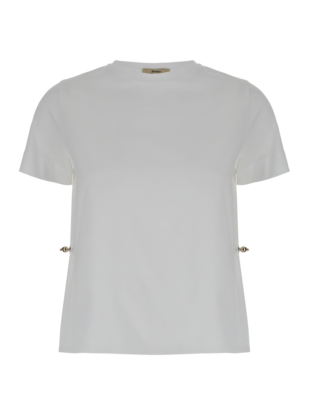 HERNO Herno T-Shirt with Drawstring and Vent on the Back in White Cotton for Women Tshirts Polo Shirts - Women　Herno ヘルノ T シャツ