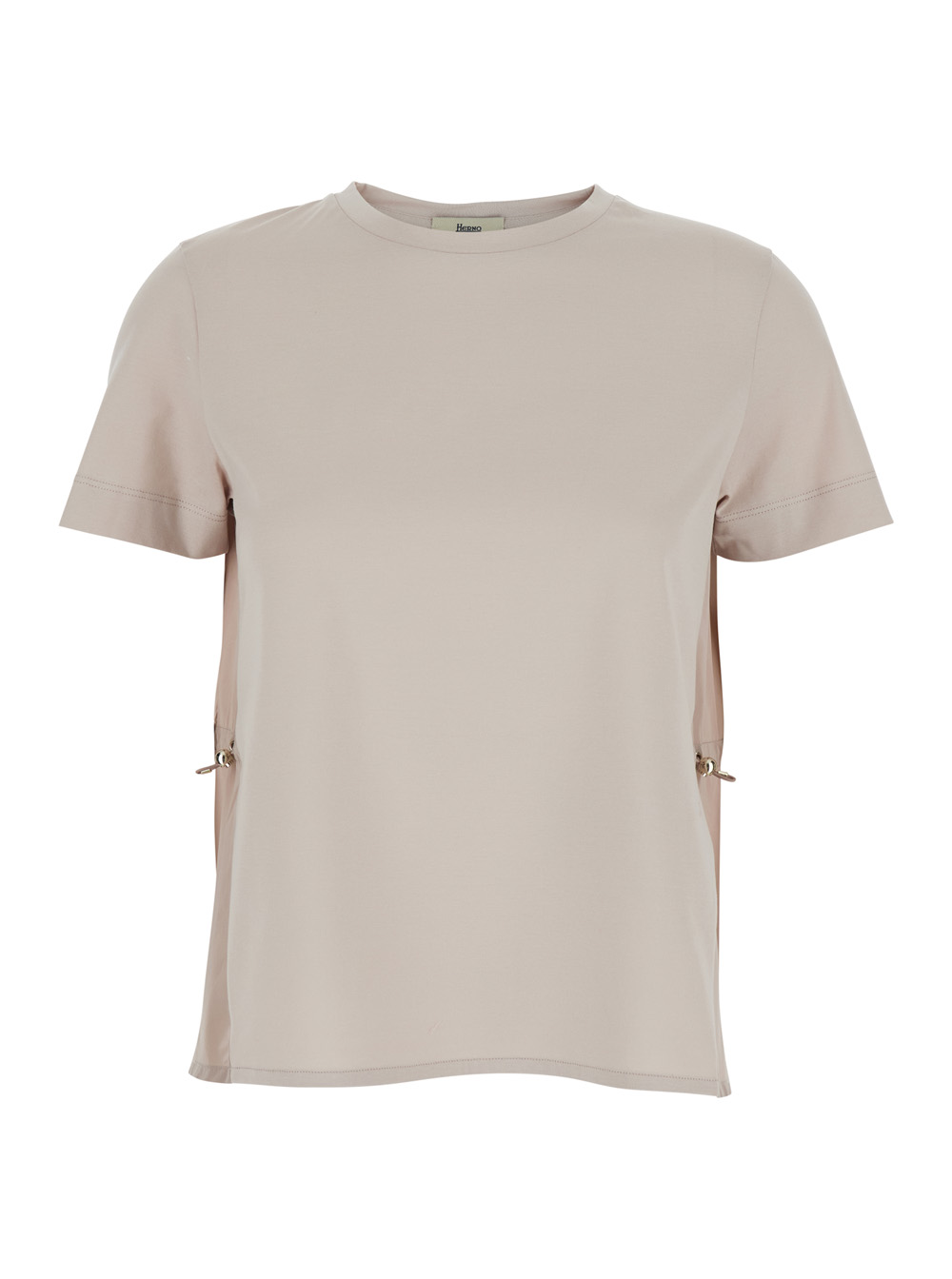 Herno Women's Pink Crew Neck T-Shirt With Logo Detail On Sleeve In For Cotton Tshirts And Polo Shirts