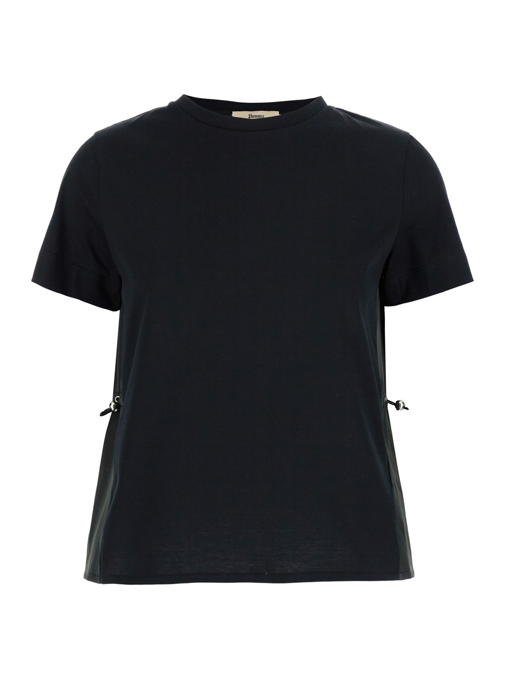 Herno Women's Black T-Shirt With Drawstring And Vent On The Back In Cotton Tshirts Polo Shirts