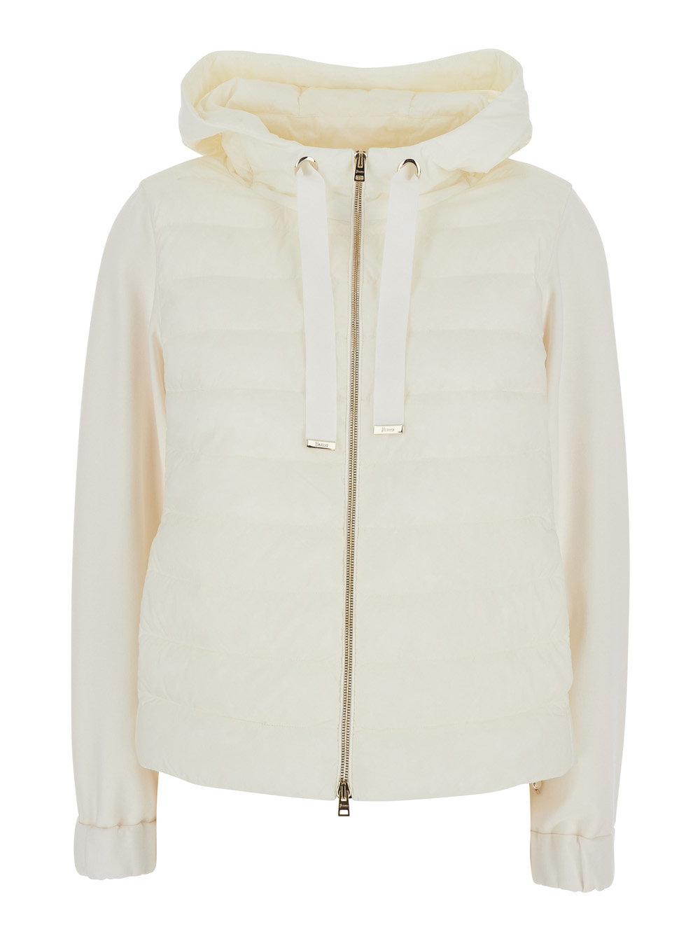 HERNO Herno White Hooded Puffer Jacket with Drawstring and Quilted Design in Tech Fabric Cotton for Women Base Down - Women　He