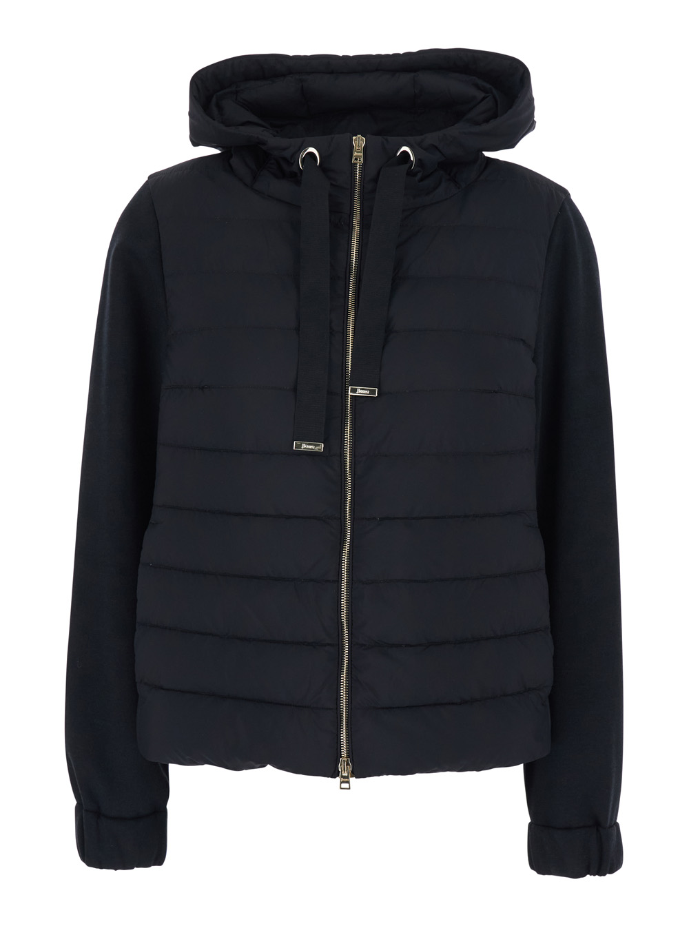 HERNO Herno Black Down Jacket with Drawstring Hood and Quilted Design in Cotton Tech Fabric Woman Base - Women　Herno ブラック ダウン 