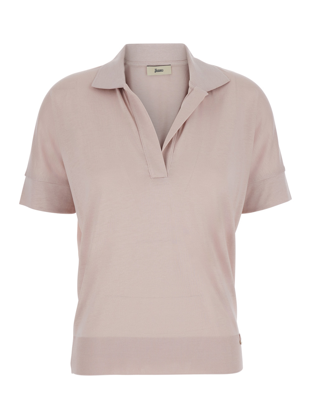 Herno Women's Pink Polo Lyocell Cotton With Ribbed Collar And Short Sleeves In For Tshirts Shirts
