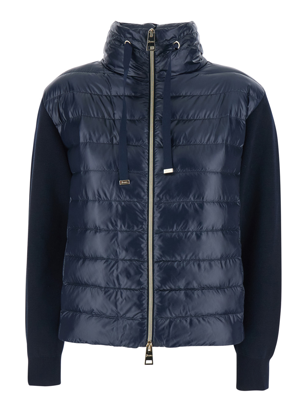 Herno Women's Blu Bimaterial Cotton Nylon Jacket Down