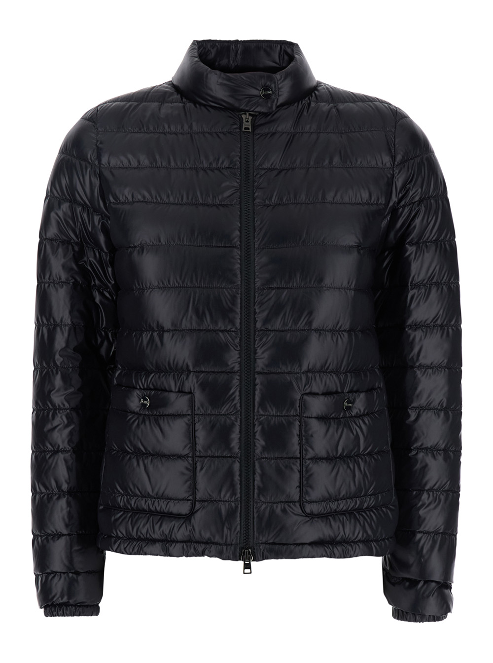 Herno Women's Black Quilted Puffer Jacket With Raised Collar And Front Pockets In Tech Fabric For Polyamide Down
