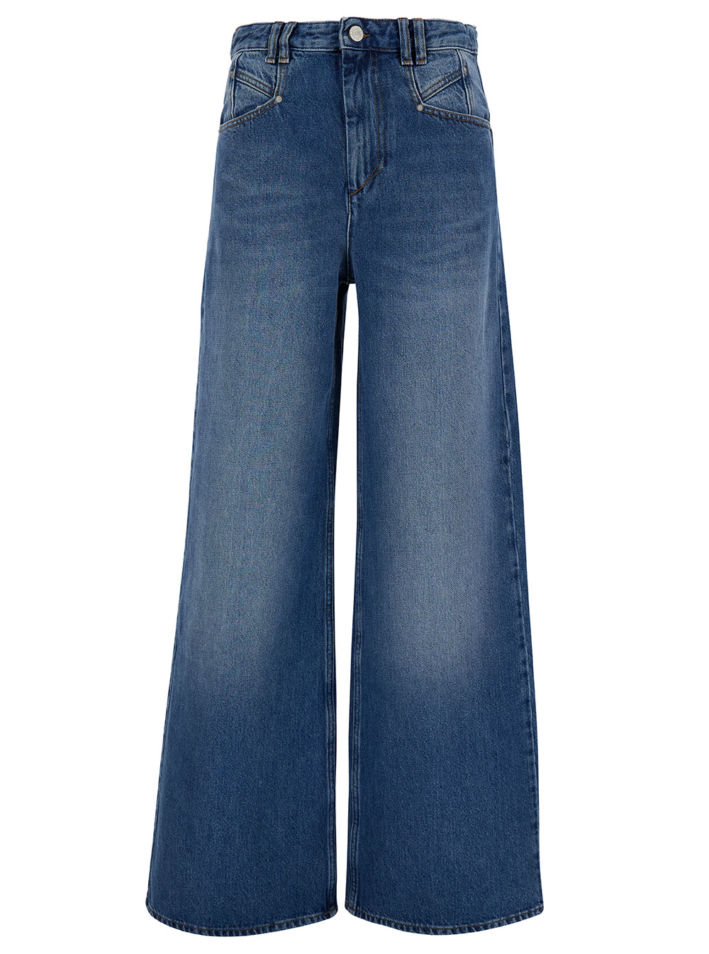 Isabel Marant Women's Blu Lemony Light E Flared Jeans With Logo Patch Cotton Denim Woman