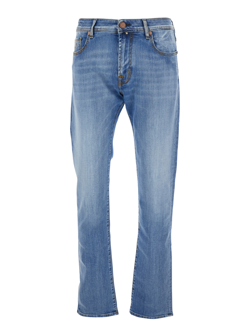Jacob Cohen Men's Blu Jeans Bard With Double Logo Patch On The Back And Embroidery Front In E Denim For Cotton Emerald Elastane