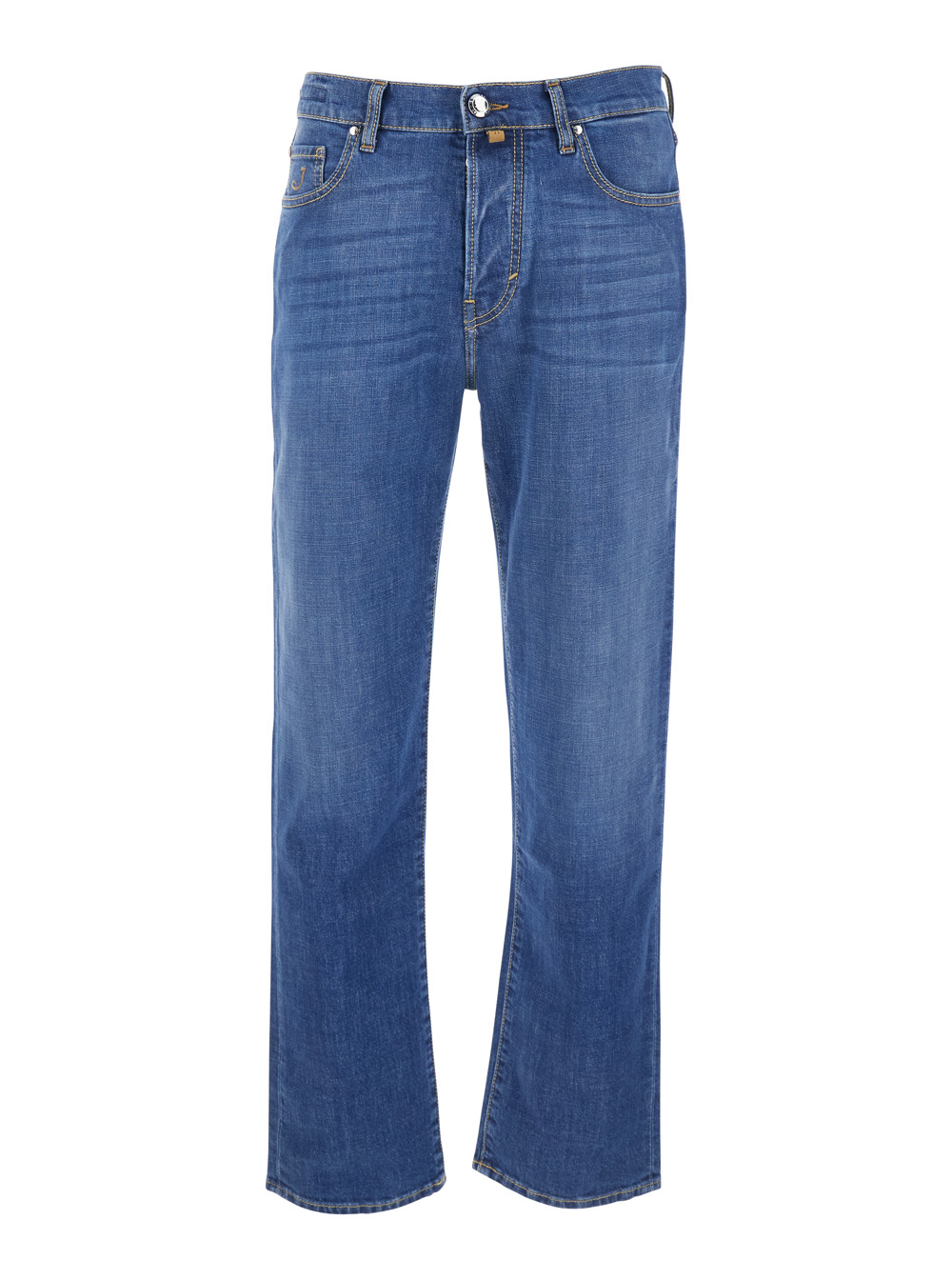 Jacob Cohen Men's Blu Jeans Edo With Double Logo Patch On The Back And Embroidery Front In E Denim For Cotton Elastane