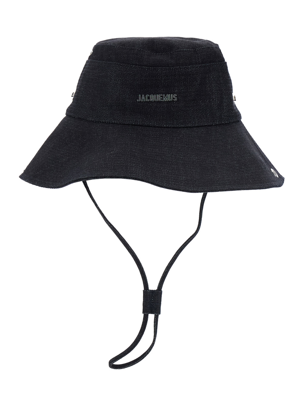 JACQUEMUS Jacquemus Le Bob De-Nimes Blue Fisherman Hat with Front Logo Lettering and Adjustable Strap in Cotton Man Blu Gloves - M