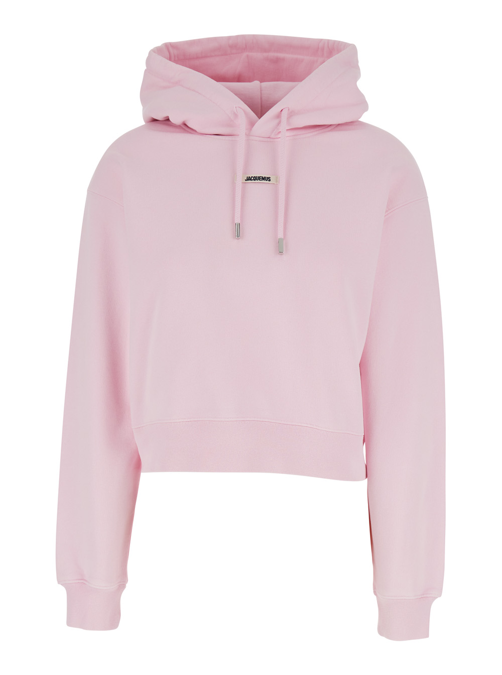 Jacquemus Women's Pink Hoodie With Fixed Hood And Logo Patch On Front In Cotton For Sweatshirts