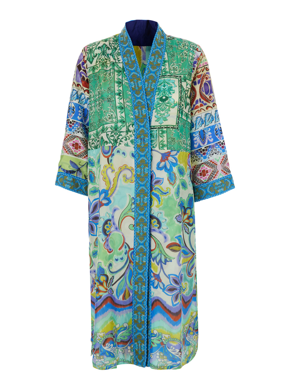 Johnny Was Patchwork Kimono With Colorful Viscose Multicolor Women Beachwear – Women
