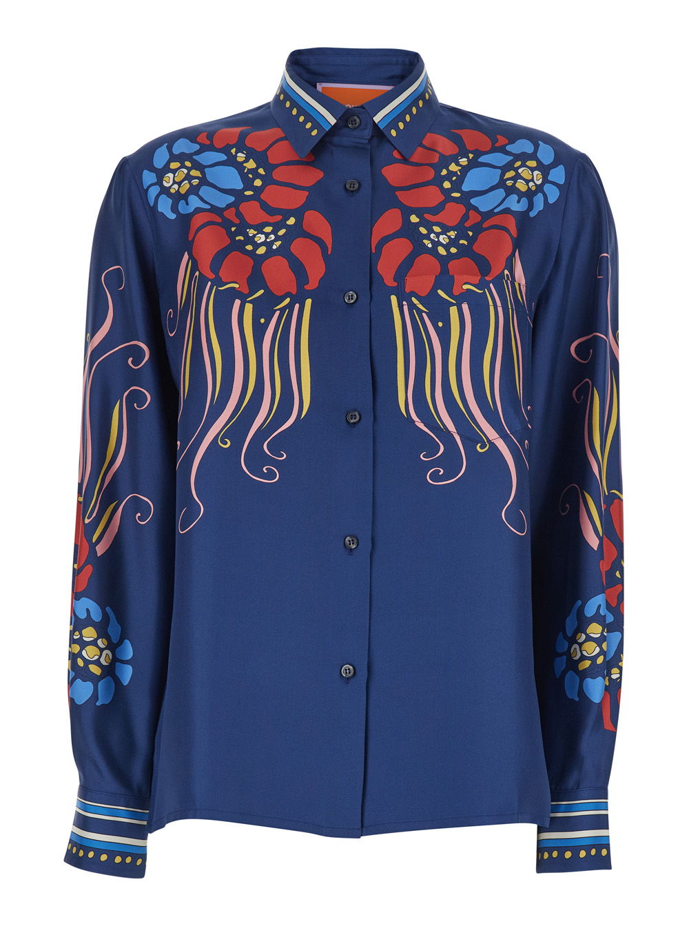 La Doublej Silk Shirt with Classic Collar and Multicolor All-Over Print for Women Blouses – Women