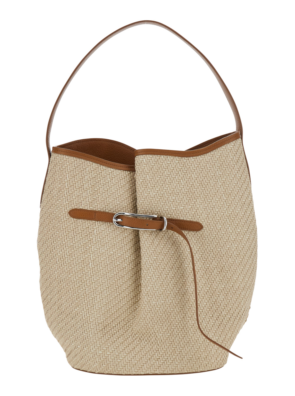 Liffner Shoulder Bag Belted Bucket Large Raffia Beige In Women Viscose Cotton – Women