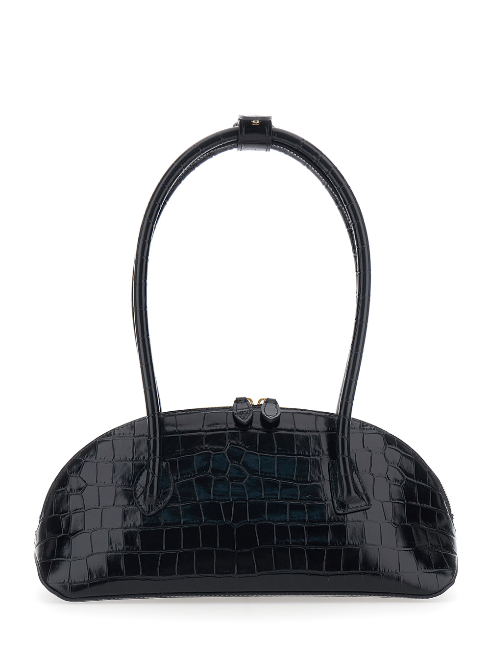 Liffner Shoulder Bag Ew Dome with Round Top Handles and Crocodile-Effect in Black Leather for Women Calf – Women