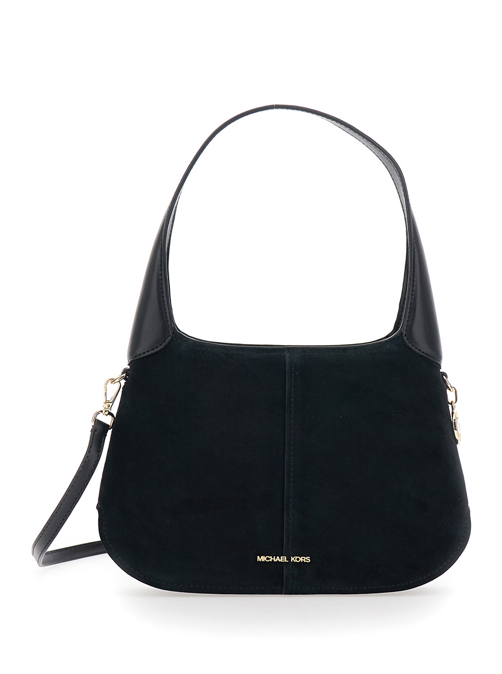 Michael Michael Kors Women's Black Shoulder Bag Alice With Removable Strap And Lettering Logo On Front In Suede For Cow Leather