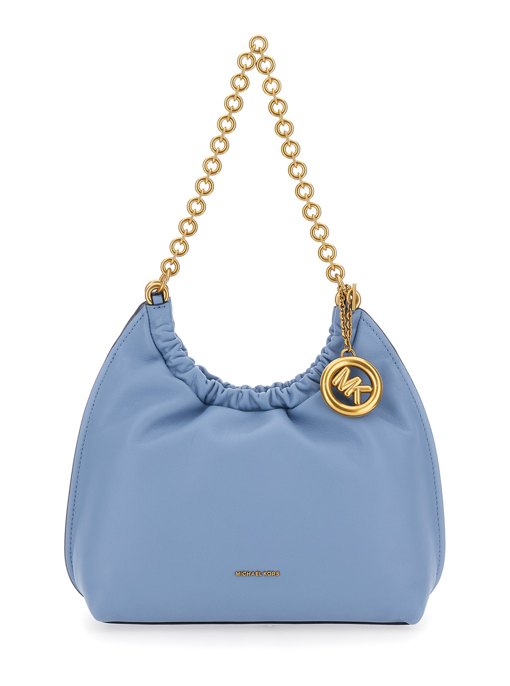 Michael Michael Kors Women's Light Blue Shoulder Bag Sm Cinch Conv Shldr Blue With Leather Details Light Cow Crossbody