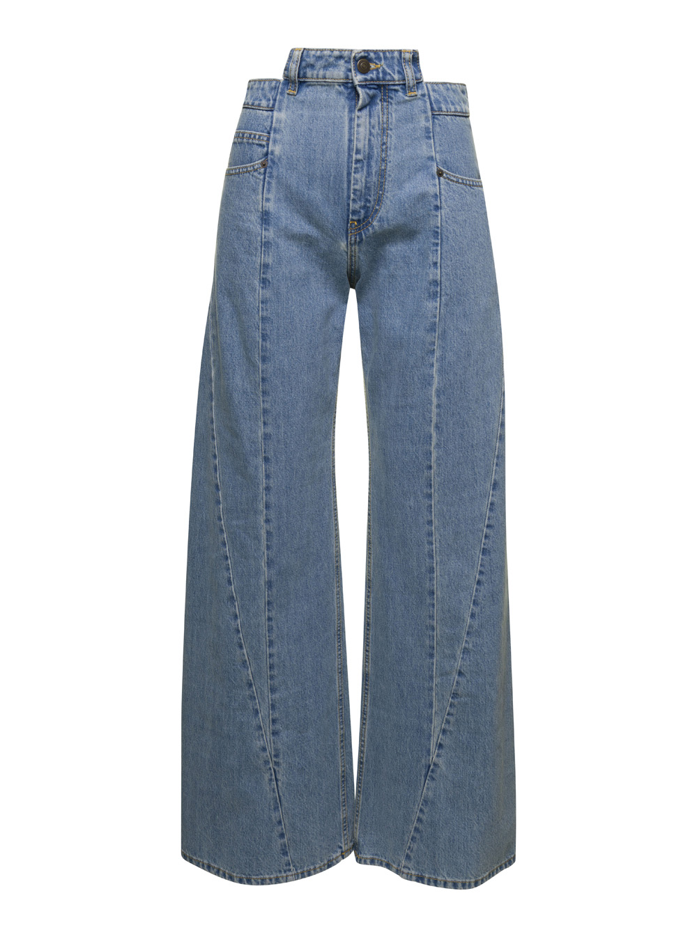 Maison Margiela Women's Blu Light E Asymmetric Five-Pocket Jeans In Denim Cotton