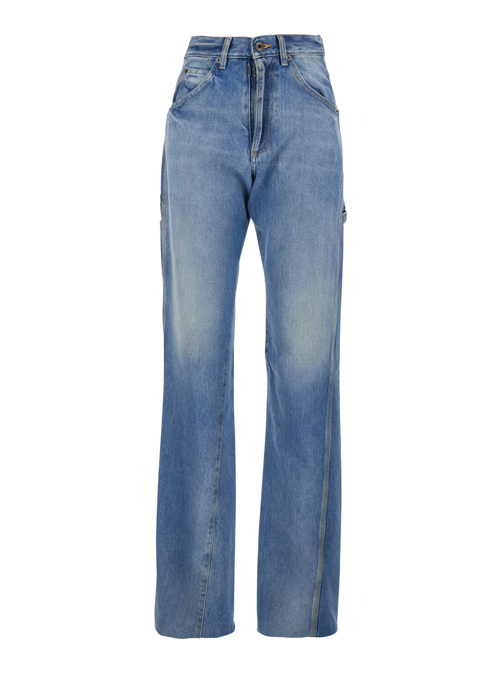 Maison Margiela Women's Blu E Jeans With Five-Pocket Design And Light Wash Effect In Denim For Cotton
