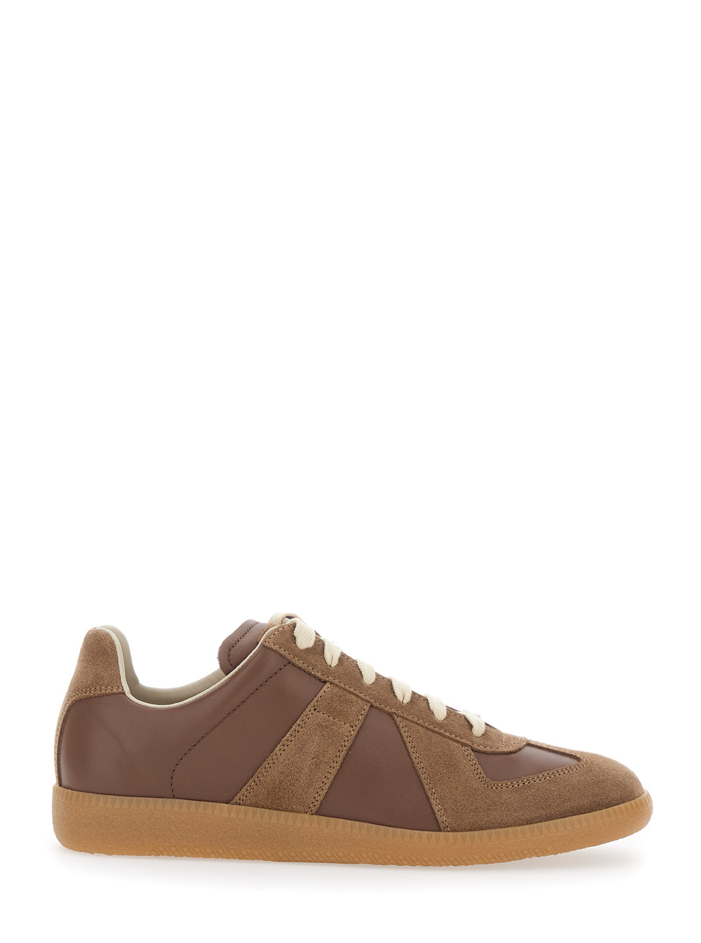 Maison Margiela Women's Brown Replica Sneaker Low Top With Suede Inserts And Logo On Tongue In Leather Woman Calf