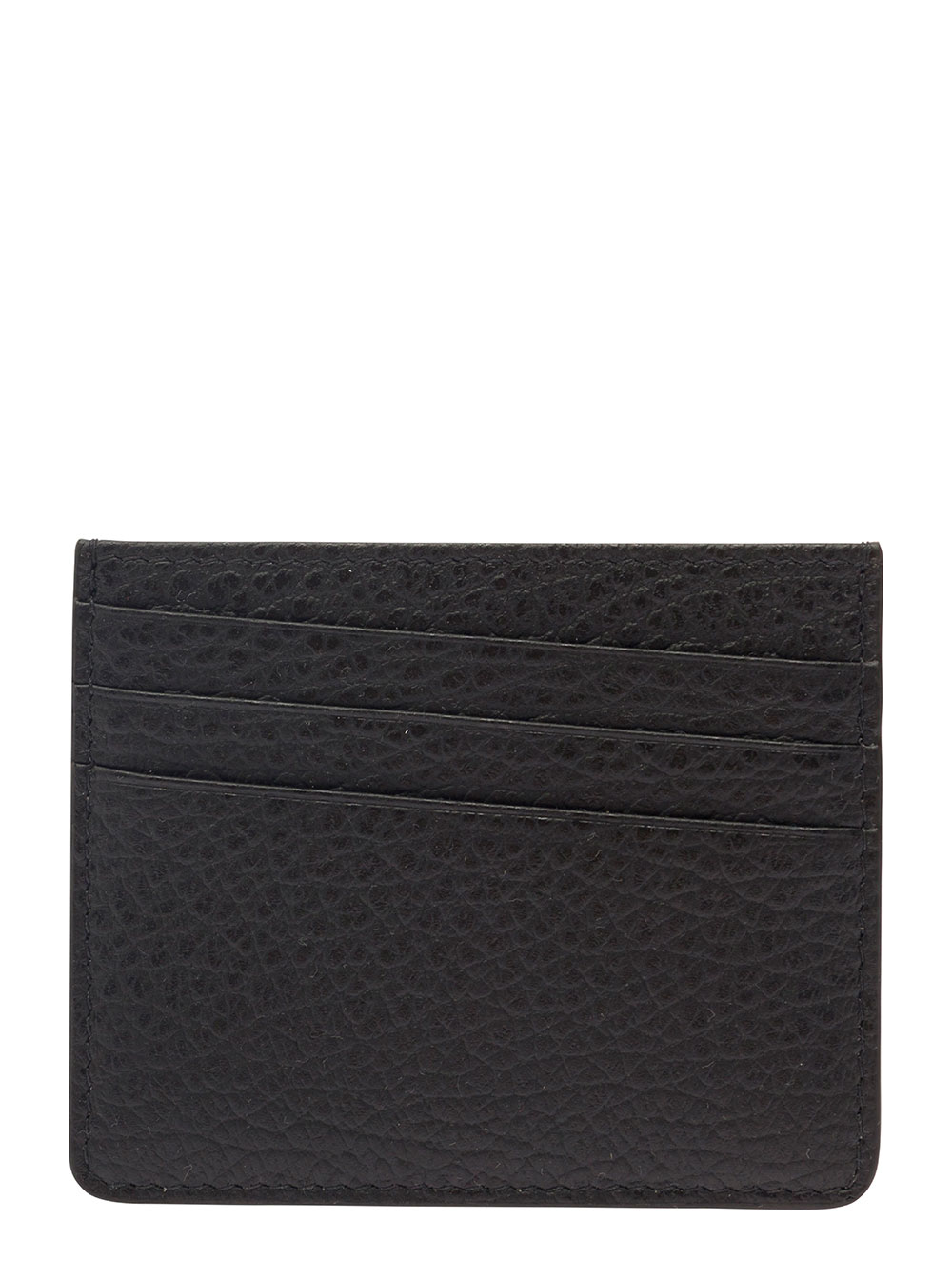 Maison Margiela Maison Margiela Black Card holder with four stitches on the back in grained leather for women Calf Products - Women　メゾン 