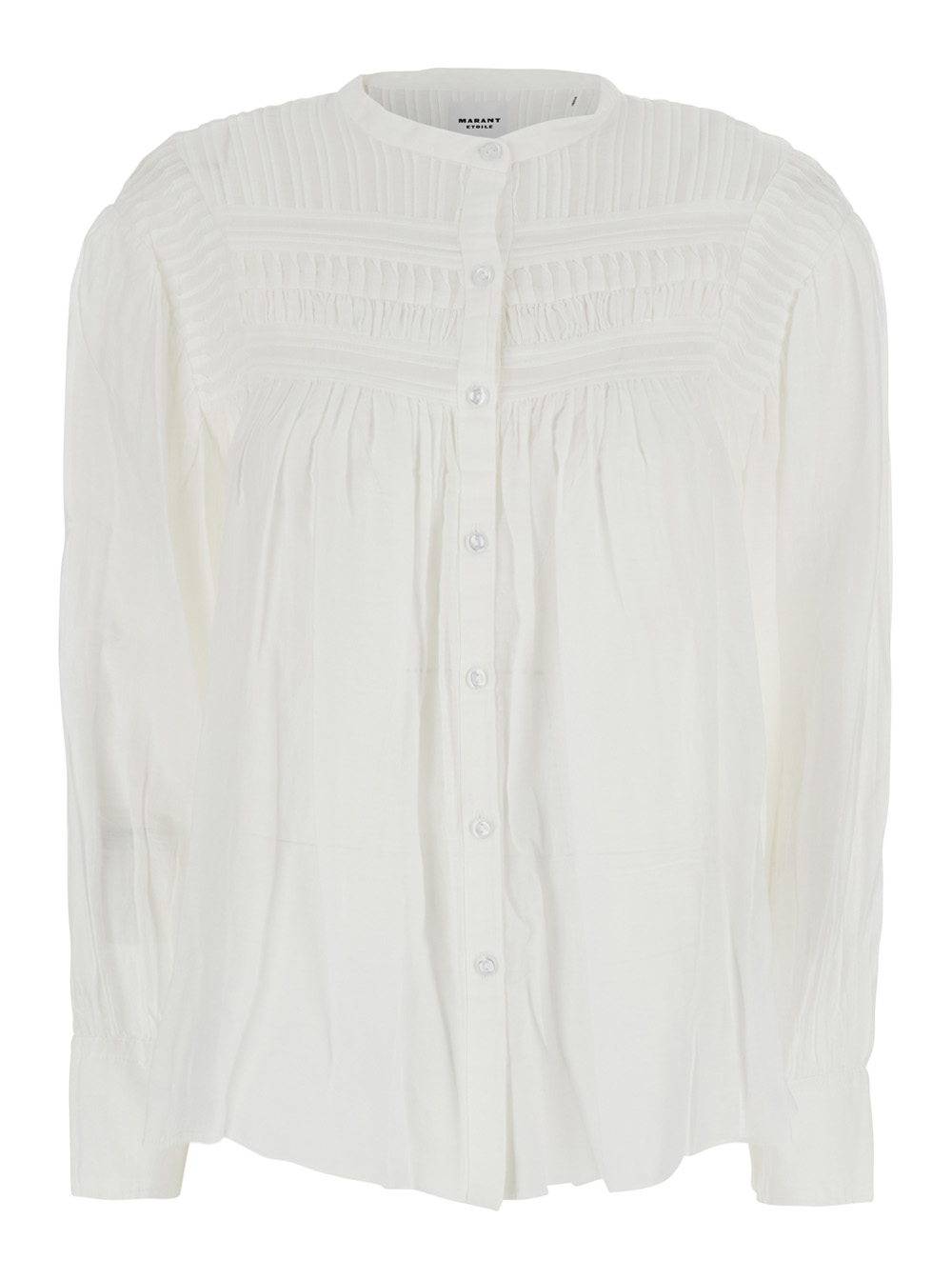 Isabel Marant Isabel Marant Etoile Dress Plalia with Pleated Inserts and Long Ruffled Sleeves in White Cotton Blend for Women Shirts B