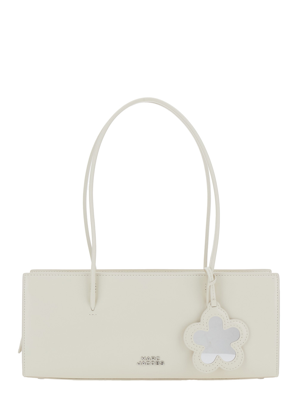 Marc Jacobs Shoulder Bag The Mirror Satchel with Logo on Front and Flower Pendant in White Leather for Women Cow – Women