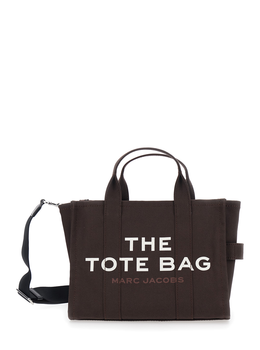 Marc Jacobs Women's Brown The Medium Tote Bag With Contrasting Logo Lettering On Front In Cotton Woman Hand