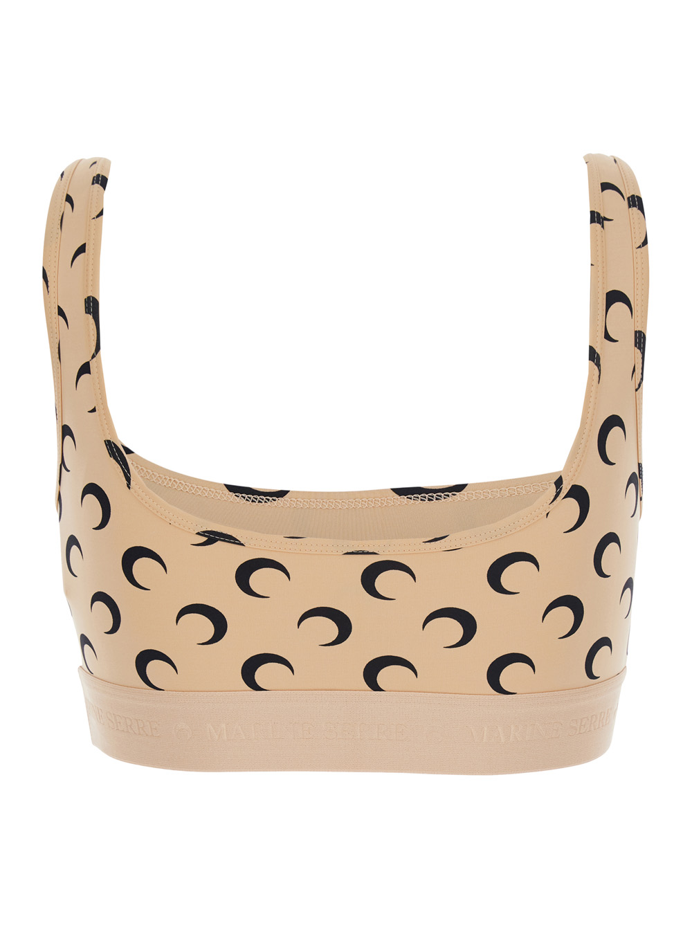 Marine Serre MOON PRINTED JERSEY SPORTS BRA Beige Polyamide Elastane Tops – Women