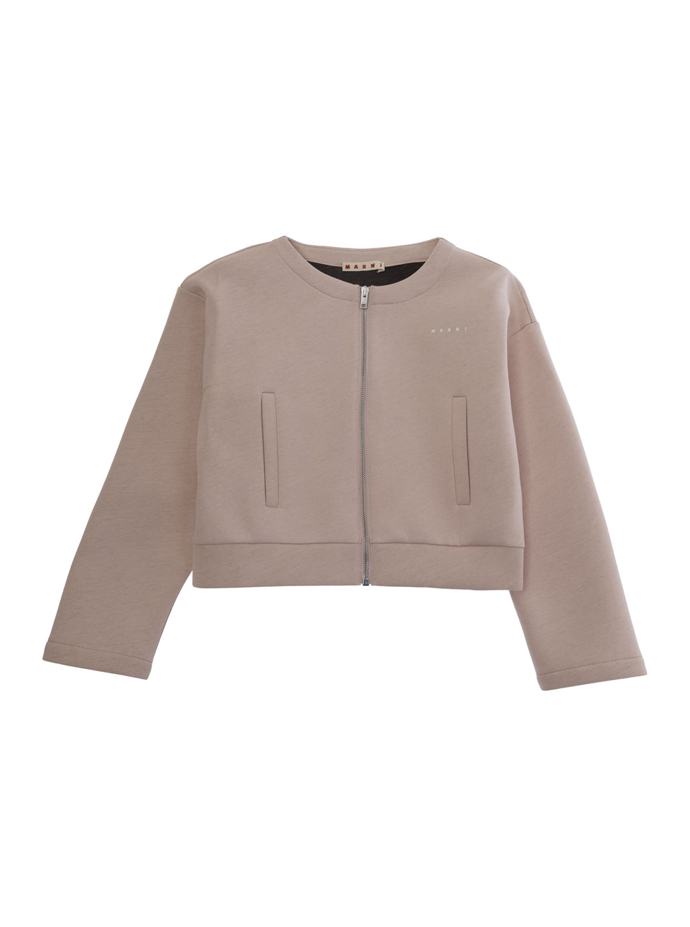Marni Kids Girls Pink Round Neck Jacket With Lettering Logo On Front In Cotton Blend For Polyurethane Blazers - Kids
