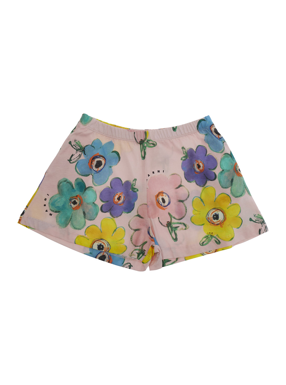 Marni Kids Girls Multicolor Floral Print Cotton Shorts With Elastic Waist For And Bermuda - Kids