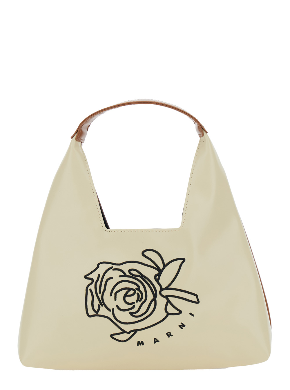 Marni Kids Girls Beige Ecoleather Crossbody Bag With Top Handle And Maxi Logo For Polyester - Kids