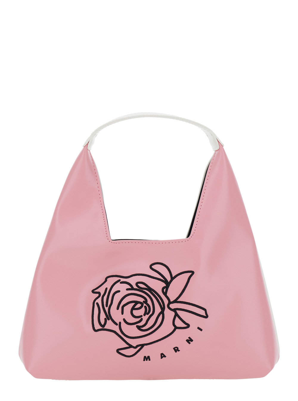 Marni Kids Girls Pink Shoulder Bag With Top Handle And Maxi Logo On Front In Ecoleather Polyester Crossbody - Kids