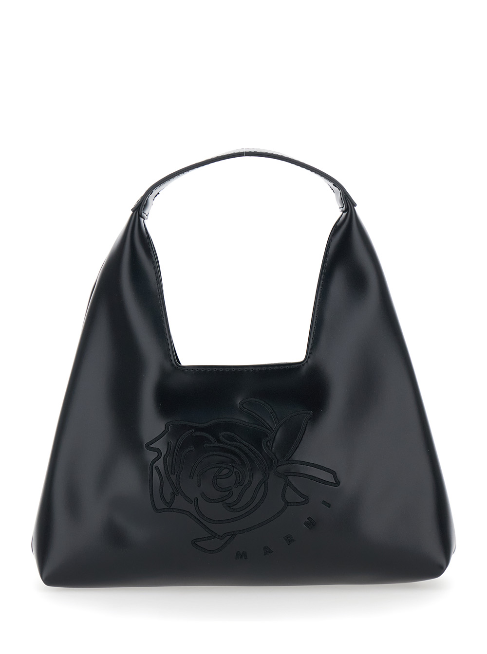 Marni Kids Girls Black Shoulder Bag With Top Handle And Maxi Logo On Front In Ecoleather Polyester Crossbody - Kids