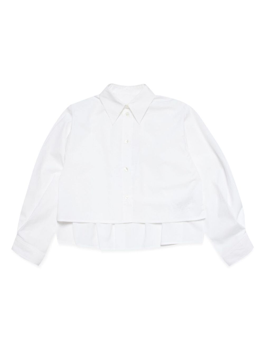 Mm6 Maison Margiela Kids White Cotton Shirt With Classic Collar And Tone-On-Tone Patch For Kids Blouses - Kids