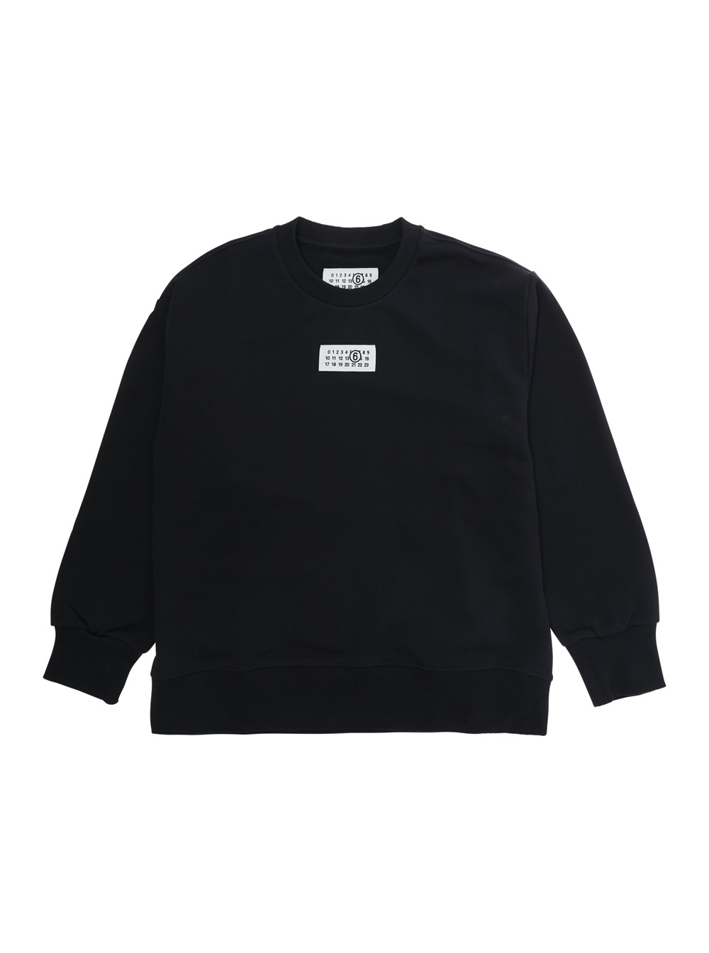 Mm6 Maison Margiela Kids Black Cotton Crewneck Sweatshirt With Numeric Logo For Kids Sweatshirts - Kids