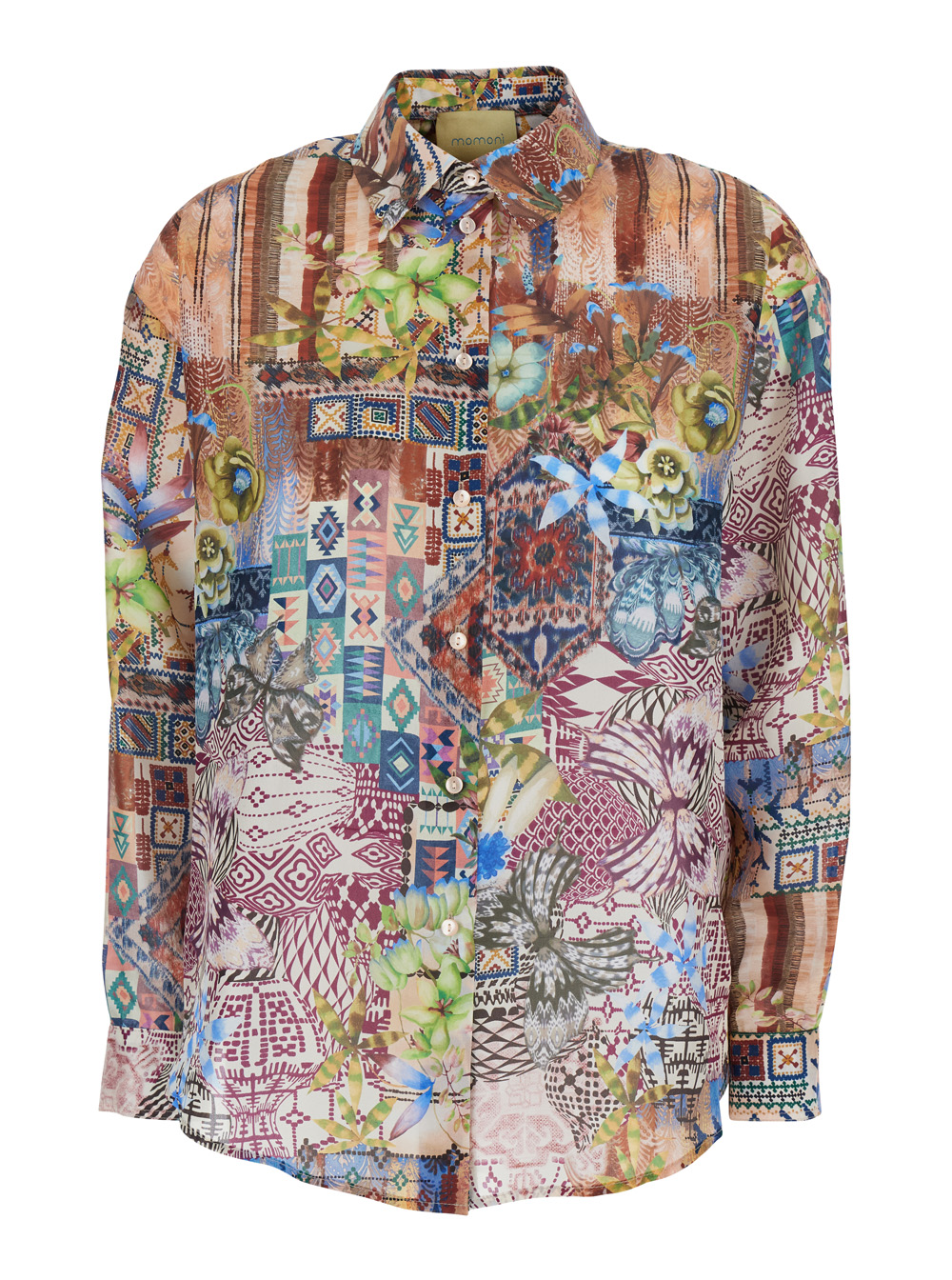 Momonì COLONIA SHIRT – Multicolor with Classic Collar and Long Sleeves in Silk for Women Blouses – Women