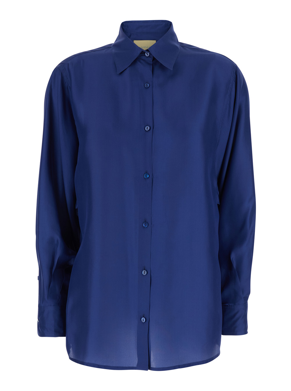 Momonì Blue Silk Classic Collar Shirt for Women Blu And Blouses – Women
