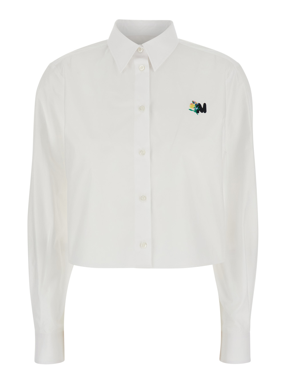 Msgm Women's White Shirt With Classic Collar And Long Sleeves Cotton For Blouses