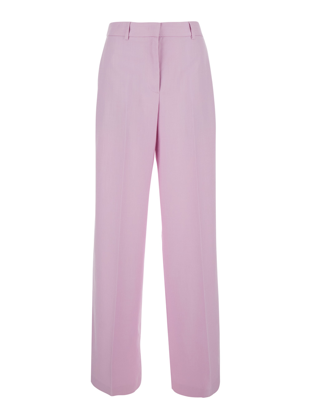 Msgm Women's Pink Pants With High Waist And Welt Pockets Viscose Men Polyester Elastane Trousers