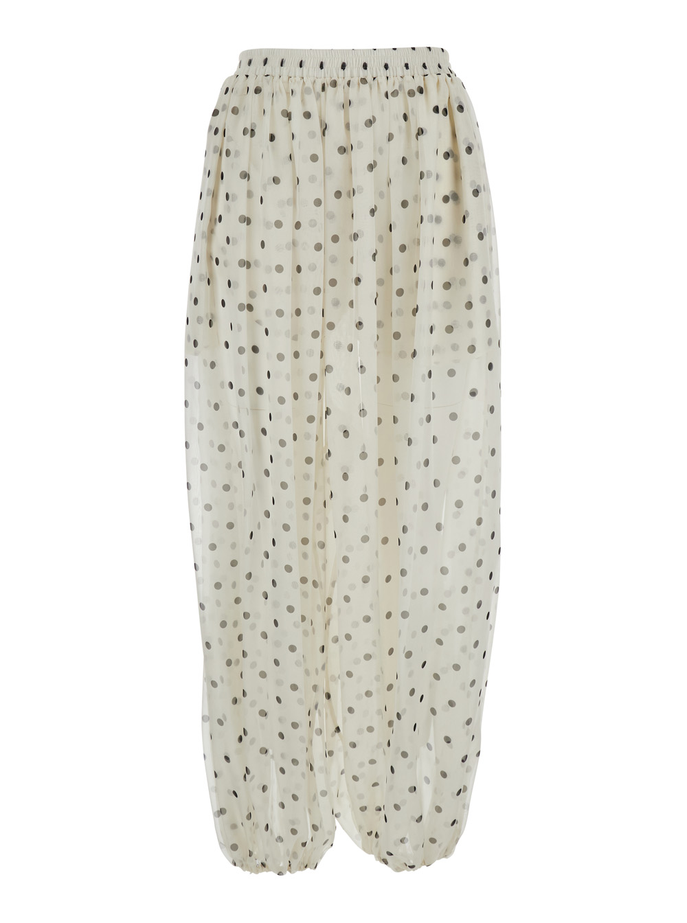 Msgm Women's White Pois Pants With Polka Dot Motif Polyester For Trousers