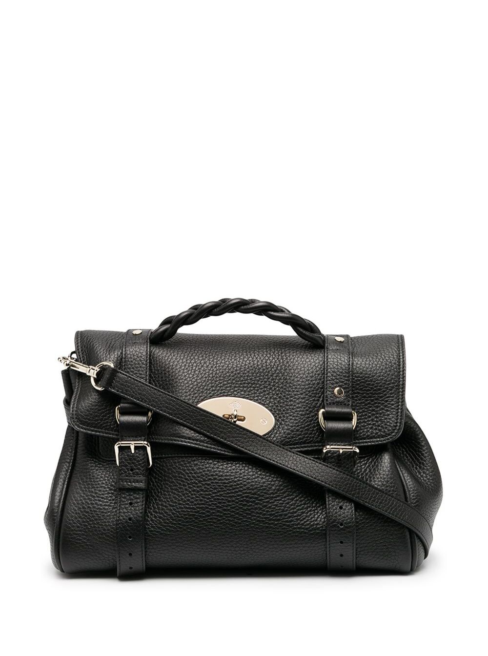 Mulberry Women's Black Handbag Alexa With Adjustable And Removable Shoulder Strap Magnetic Closure In Pebbled Leather For Calf Hand Bags