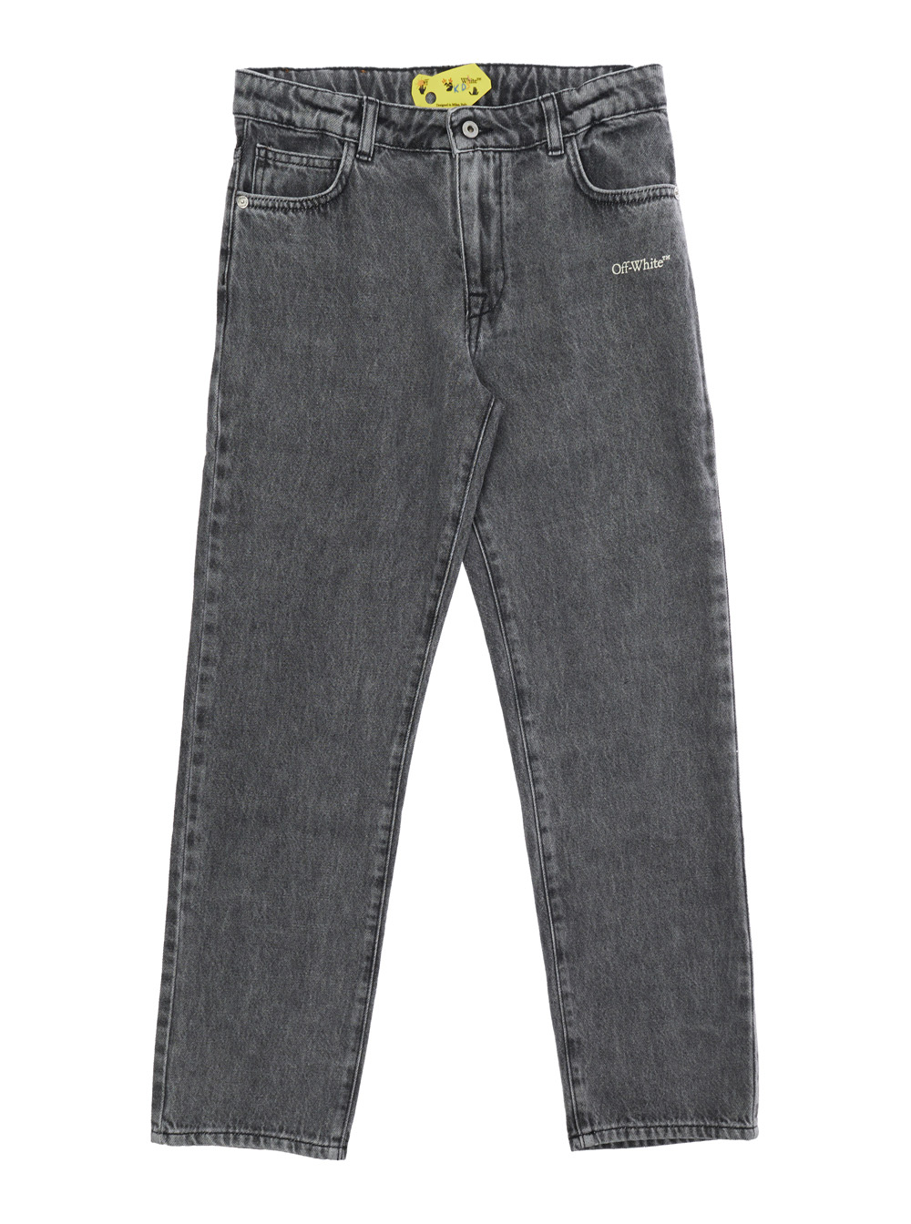 Off White Kids Grey Five-Pocket Jeans With Logo On Front And Back Cotton For Kids - Kids