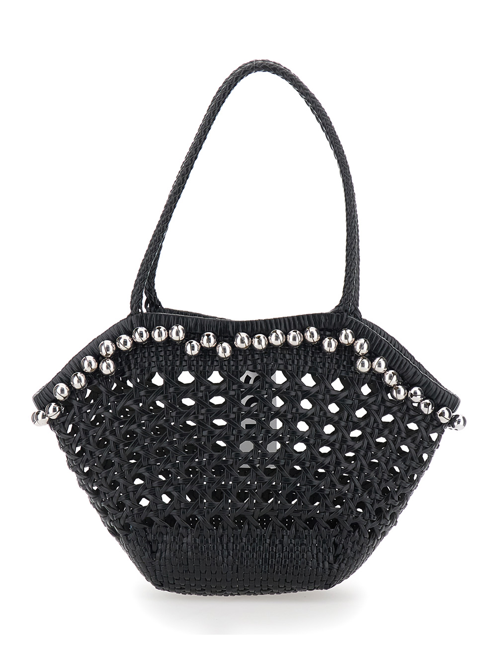 Osoi Shoulder Bag Lip with Rounded Handles and Leather Bead Details in Black for Women Recycled – Women