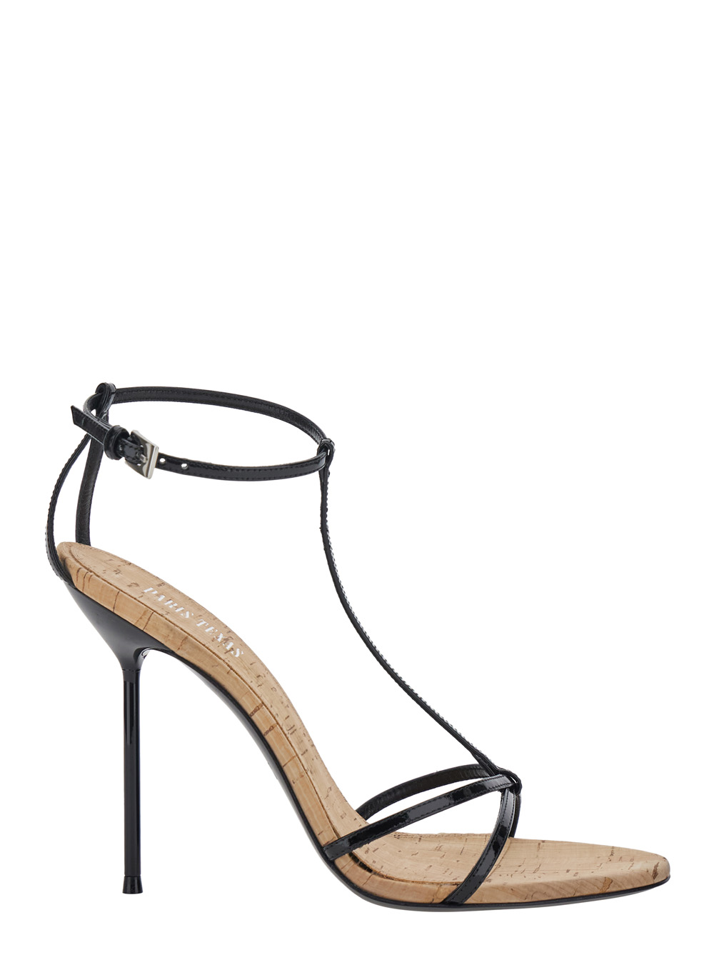 Paris Texas LIDIA Black Sandals with T-strap in Leather Calf Heels – Women