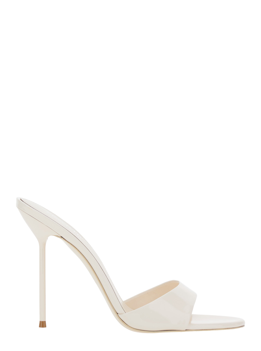 Paris Texas Women's White Lidia Heeled Sandals With Rounded Toe And Logo On Leather Insole Calf Heels