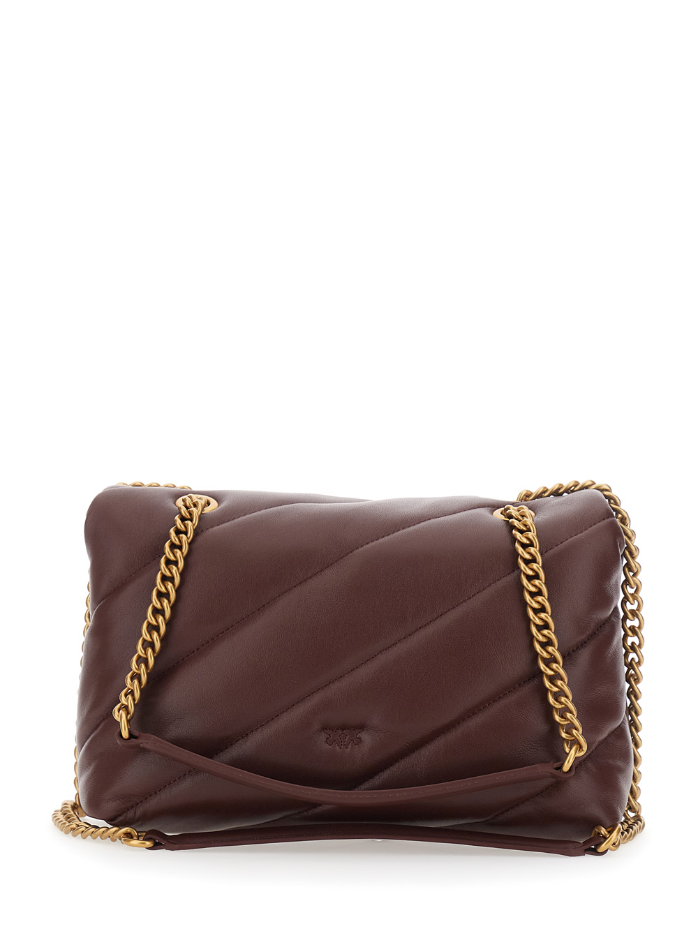 Pinko Women's Bordeaux Love Birds Leather Chain Strap Crossbody Bag