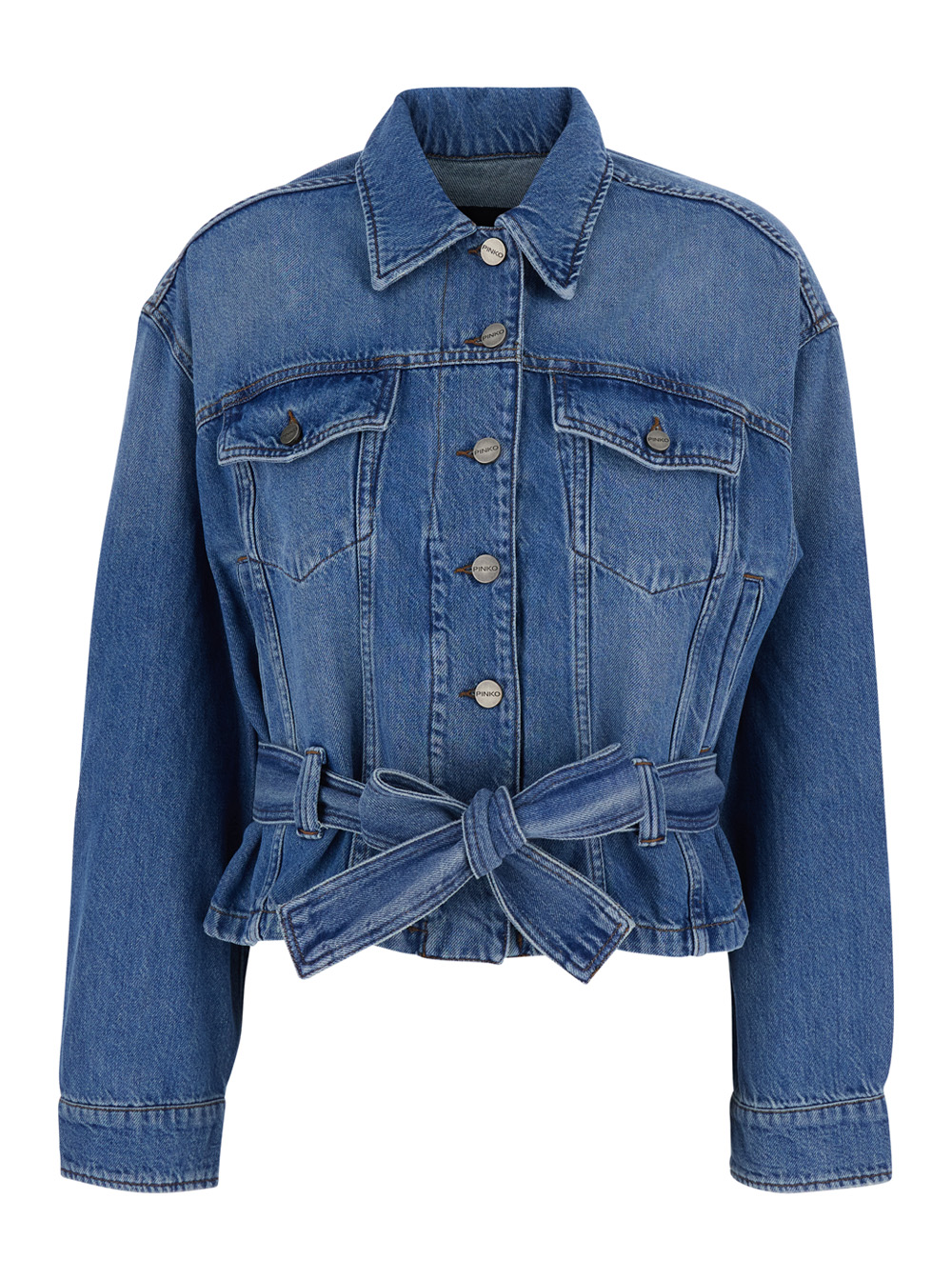 Pinko Women's Blu Jungle Jacket Dirty E - With Front Closure And Side Pockets Cotton Lyocell Outerwear