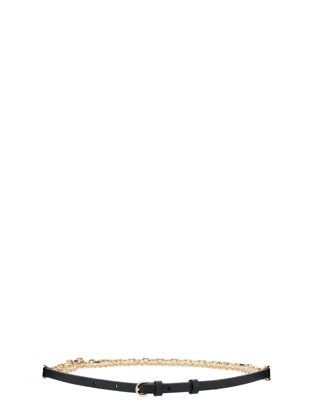 Pinko Women's Black Leather Belt With Chain Detail For