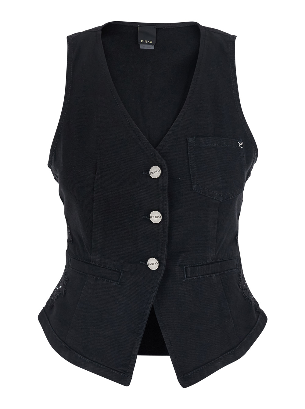 Pinko Women's Black Gardener Gilet - With Front Closure And Pockets Cotton Blazers