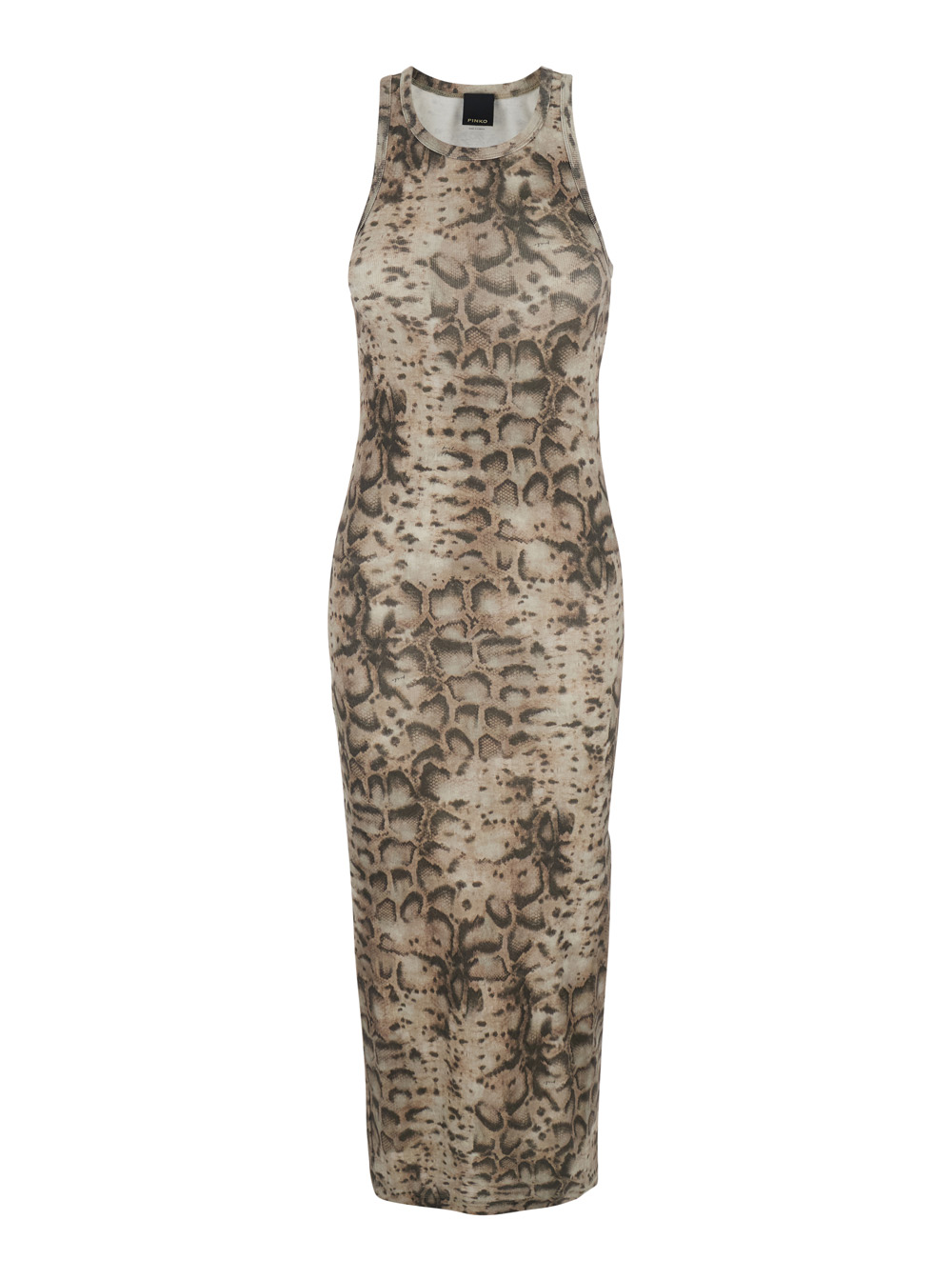 Pinko Women's Beige Long Dress Novoli With Ribbed Print For