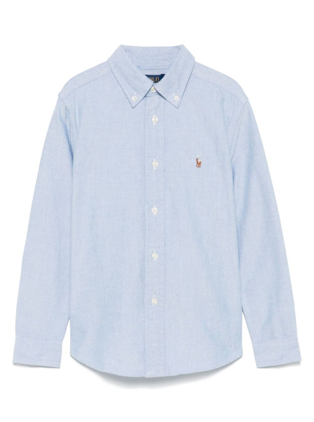 Polo Ralph Lauren Kids Light Blue Shirt With Embroidered Pony Logo On Front In Blue Cotton For Kids Light And Blouses - Kids